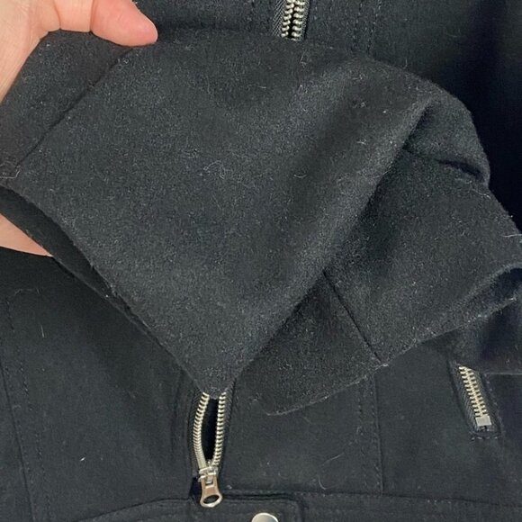 H&M Lana Del Ray Black Moto Biker Jacket Zipper Size 4 Zipper Cuffs Thick Fabric - Picture 10 of 13